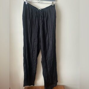 Women’s Silky Crinkle Black Drawstring Pants